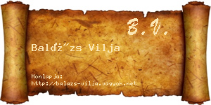 Balázs Vilja névjegykártya